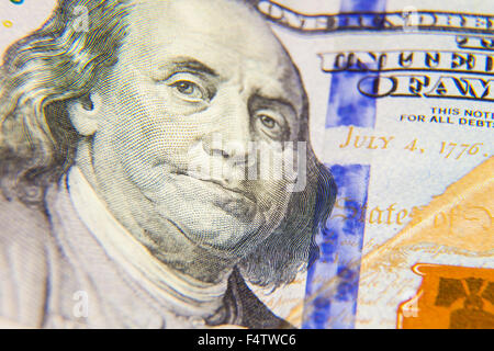 Un houndres dollars, Benjamin Franklin Banque D'Images