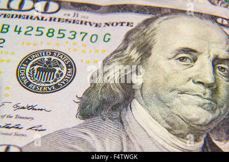 Un houndres dollars, Benjamin Franklin Banque D'Images