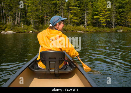 Canoë Daicey Pond, Baxter State Park, Maine Banque D'Images