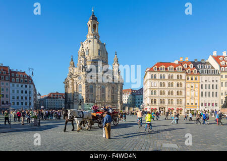 Neumarkt avec l'église de Notre-Dame, Dresde, Saxe, Allemagne Banque D'Images