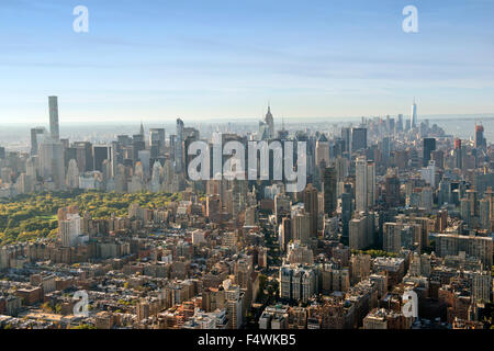 Vue aérienne de l'Upper East Side de Manhattan et Central Park, New York USA Banque D'Images