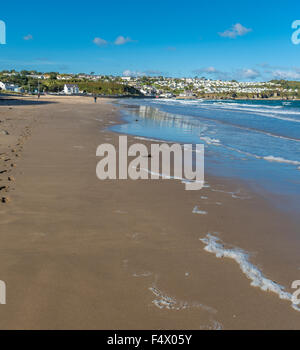 Voir à Benllech Bay, île d'Anglesey, dans le Nord du Pays de Galles, Royaume-Uni. Prise le 12 octobre 2015. Banque D'Images