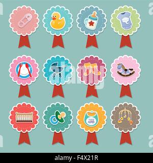 Un vecteur illustration d'articles de bébé dessins icône Illustration de Vecteur