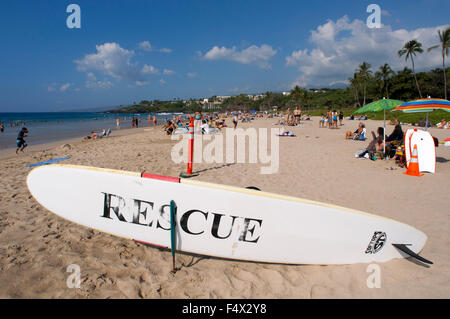 Sauvetage surf à Hapuna Beach, l'une des 100 plus belles plages du monde selon le classement de certains des guides. Grande île. Hawaii. U Banque D'Images