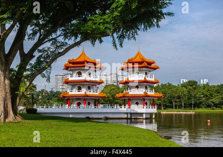 Singapour, lits jumeaux à l'Pagodes jardin chinois dans l'Est de Jurong Banque D'Images