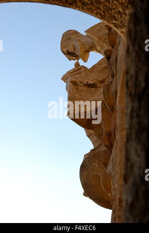 La Sagrada Familia - Détail de l'architecture l'impressionnante cathédrale conçue par Gaudi, en construction depuis 1882 à Barcelone, Banque D'Images
