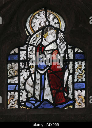 15e siècle vitrail représentant Robert Gilbert, Prébendier de l'église de Horley, Oxfordshire 1420-36 Banque D'Images