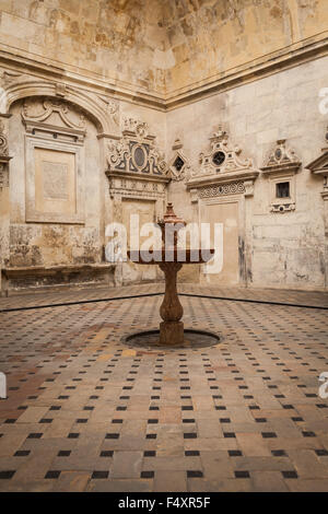 Détail d'une vieille fontaine à l'intérieur de la Cathédrale de Séville - Andalousie, Espagne Banque D'Images