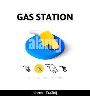 Station de gaz dans l'icône de style différent Illustration de Vecteur