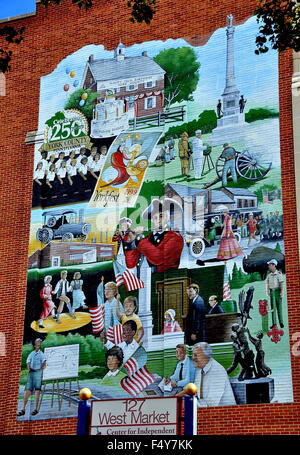 York, New York : fresque historique célébrant le comté de York peint sur un édifice de la rue du Marché Banque D'Images