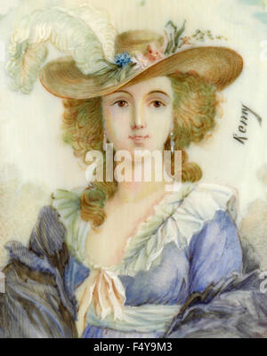 Les chapeaux et les robes de la mode française de 1700 Banque D'Images