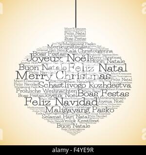 Boule de Noël faite de 'merry Christmas' dans différentes langues en format vectoriel. Illustration de Vecteur