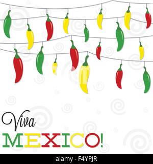 'Viva Mexico' cordes de piments en format vectoriel. Illustration de Vecteur