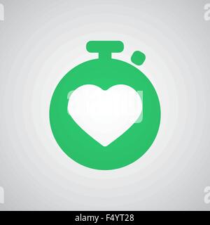 Moniteur de fréquence cardiaque vert plat icon Illustration de Vecteur