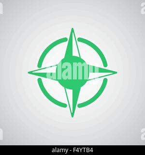 L'icône verte rose des vents, télévision Illustration de Vecteur