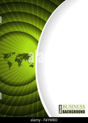 Green Business template design brochure griffonnés avec carte du monde en effet d Banque D'Images