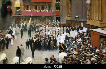 Ramon Casas y Carbo - la Procession du Corpus Christi de quitter l'église de Santa Maria Banque D'Images