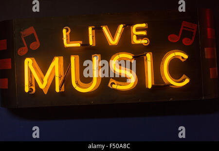 La promotion de la musique live Neon Sign Banque D'Images