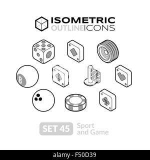 Grandes lignes isométriques icons set 45 Illustration de Vecteur