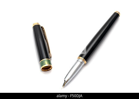 Stylo noir sur fond blanc Banque D'Images