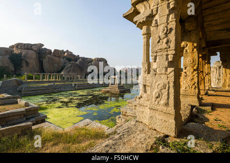 L'achyutaraya temple, une partie des ruines de l'ancien empire vijayanagara, qui a été créé en 1336 par harihara i et h Banque D'Images