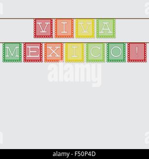 "Papel picado mexicaine' (drapeau) Papier décoration carte en format vectoriel. Illustration de Vecteur