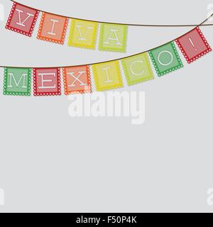 "Papel picado mexicaine' (drapeau) Papier décoration carte en format vectoriel. Illustration de Vecteur