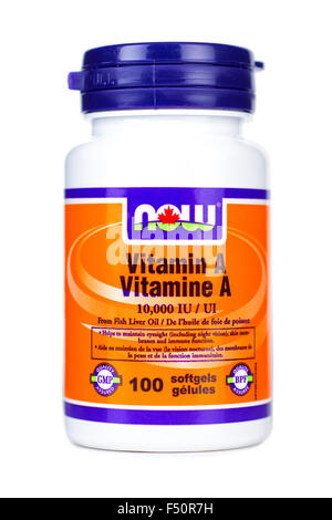 Les capsules de vitamine A, de l'huile de foie de poisson, 10 000 UI Source animale Banque D'Images