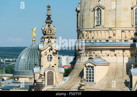 An aerial view of a detail of the Church of our Lady and the roof of the Academy of Arts in the old part of town Banque D'Images