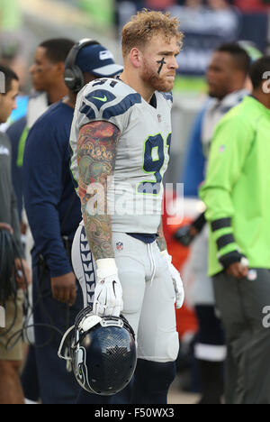 Santa Clara, CA. 22 octobre, 2015. Seattle défensive fin Cassius Marsh au cours de l'action dans un match contre les NFL San Francisco 49ers à Levi's Stadium à Santa Clara, CA. Les Seahawks a gagné 20-3. © csm/Alamy Live News Banque D'Images