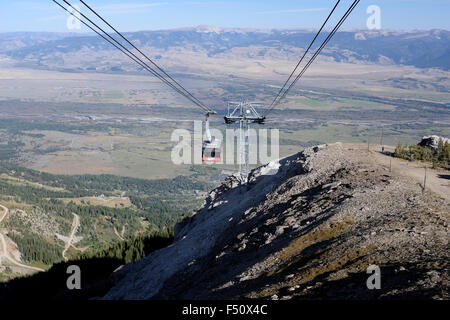 Jackson Hole Aerial Tram au haut du mont Rendez-vous en Grand Tetons National Park, Jackson Hole, Wyoming Banque D'Images