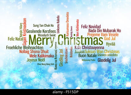 Typographie : Noël Joyeux Noël écrit en plusieurs langues Banque D'Images