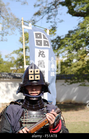 Samouraï japonais avec le feu fusil serrure Banque D'Images