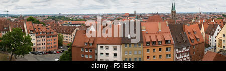 Paysage panoramique vue sur les toits de Nuremberg, Bavière, Allemagne. Banque D'Images