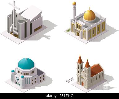 Lieux de culte isométrique vectoriel Illustration de Vecteur