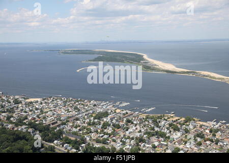 Vue aérienne de la région des hautes terres, du New Jersey, et Gateway National Recreation Area / Sandy Hook (après l'Ouragan Sandy) Banque D'Images