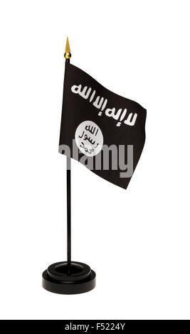 Petit pavillon de l'ISIL, ISIS dans un peuplement isolé sur un fond blanc. Clipping path inclut. Voir tous mes drapeaux miniatures ! Vérifier o Banque D'Images