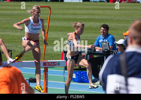 La Pologne Wioletta Frankiewicz,3000m steeple femmes à l'Athlétisme Barcelone 2010 Banque D'Images