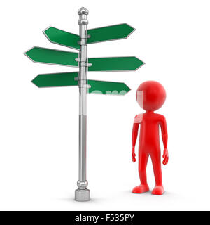 L'homme et de signer les directions. Image avec clipping path Banque D'Images