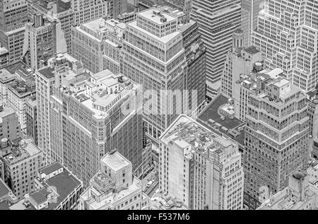 Photo noir et blanc, les tours d'habitation de Manhattan à New York City, USA. Banque D'Images