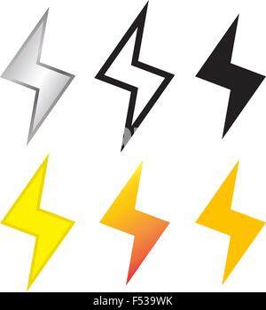 Thunder and Lighting bolt icône dans beaucoup de style, vector Illustration de Vecteur