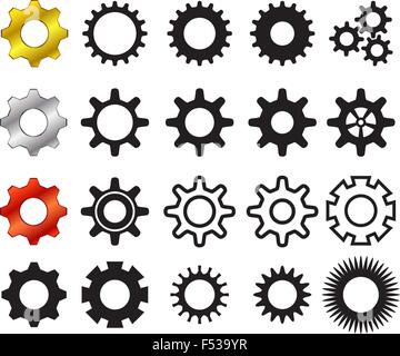 Ensemble d'icônes cog dans beaucoup de style, Vector Illustration de Vecteur
