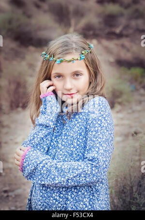 Portrait d'une jolie fille de 10 ans Banque D'Images
