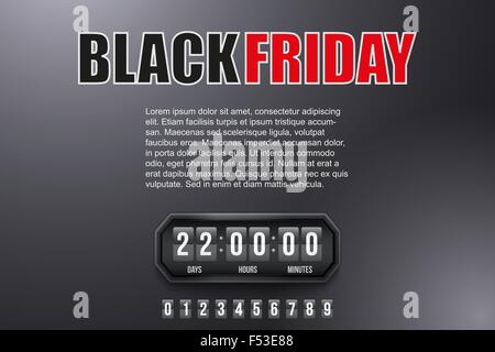 Contexte Le Black Friday et compte à rebours. Illustration de Vecteur