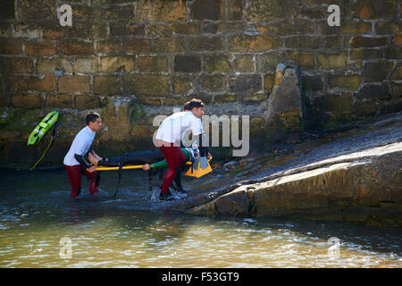 Simulation de sauvetage en mer, Gascogne, Pays basque, Euskadi, Euskal Herria, Espagne, Europe Banque D'Images