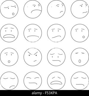 Grand ensemble d'icônes vectorielles smileys sur fond blanc Illustration de Vecteur