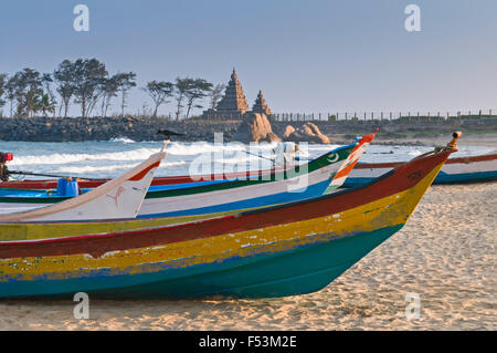Beach et Shore Temple Mahabalipuram Tamil Nadu Inde Banque D'Images
