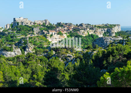 Les Baux de Provence, village médiéval, Bouches du Rhone, Provence Alpes Cote d'Azur, France Banque D'Images