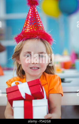 Smiling girl at Birthday party Banque D'Images