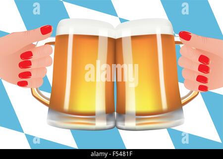 Oktoberfest - Illustration avec de la bière et du drapeau de la Bavière Illustration de Vecteur